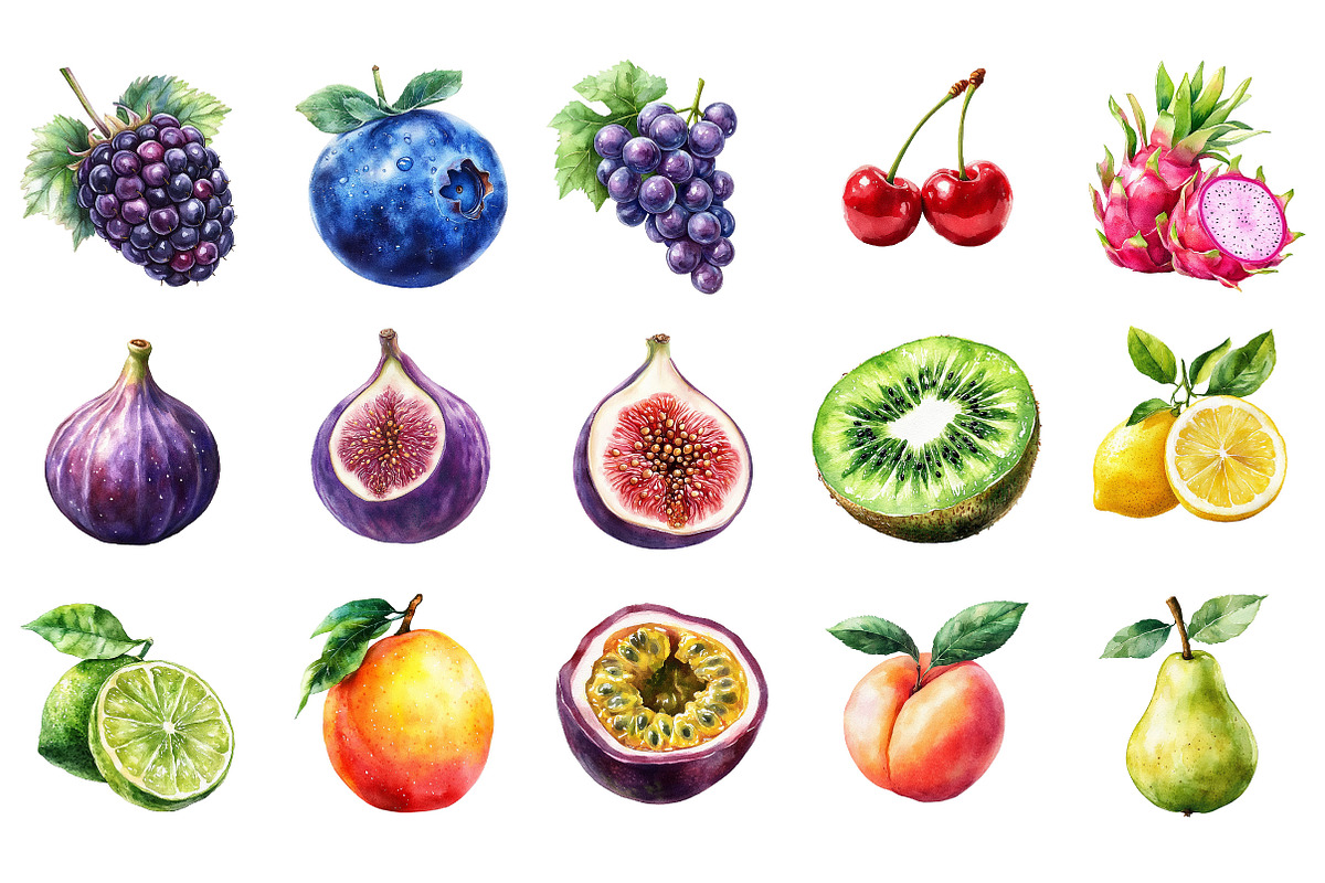 Fruits PNG Clipart Bundle, an Illustration by Designking (Photo 3 of 5)
