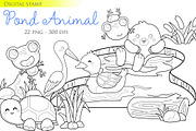 Cute Pond Animal Digital Stamp, an Animal Illustration by Peekadillie Art (Thumbnail 1 of 3)