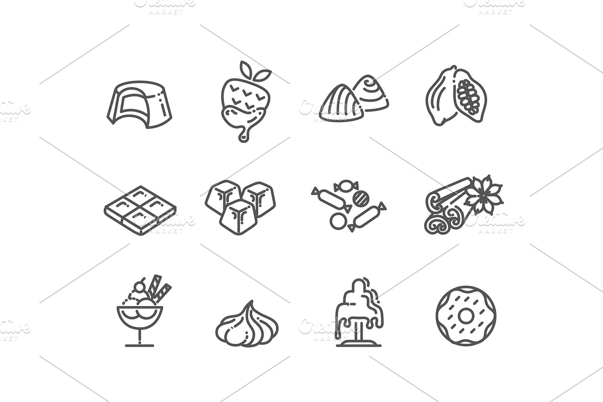 Chocolate icons collection, an Outline Icon by Tettygreen (Photo 2 of 2)
