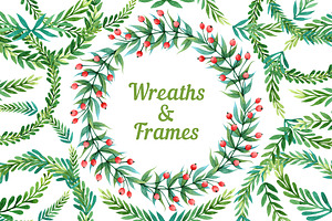 Watercolor wreaths and frames