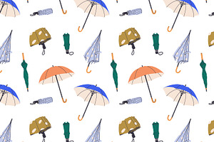 Umbrellas From Rain Seamless Pattern