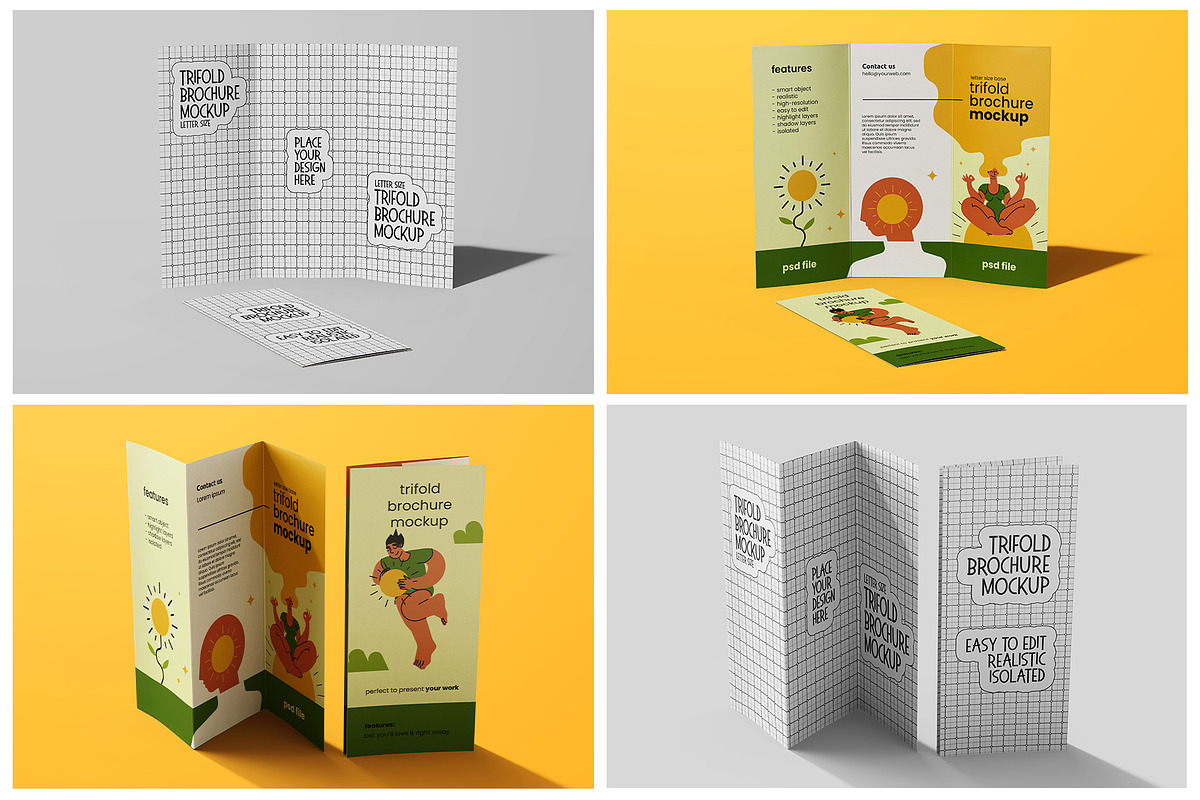Trifold Brochure Mockup Set, an Advertising Mockup by Remnand Studio (Photo 8 of 10)