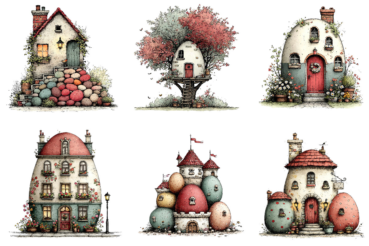 Watercolor Easter Egg House Clipart, an Illustration by CreationArt (Photo 4 of 5)