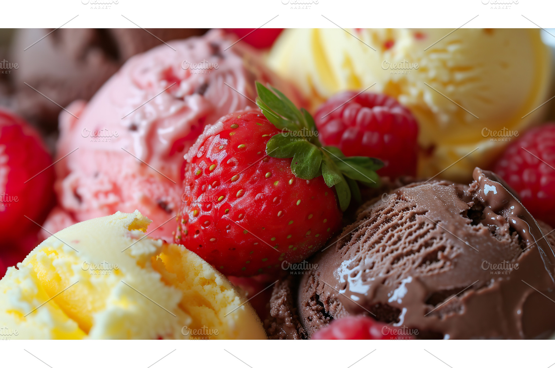 Variety of ice cream scoops with, a Background Photo by Lermont51