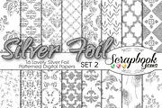 Silver Foil Pattern Digital Papers, a Pattern Graphic by Scrapbook Gems (Thumbnail 1 of 3)
