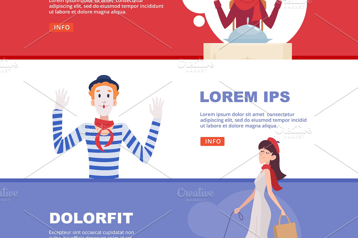 French waiter, mime and woman, a Person Illustration by Onyx (Photo 2 of 3)