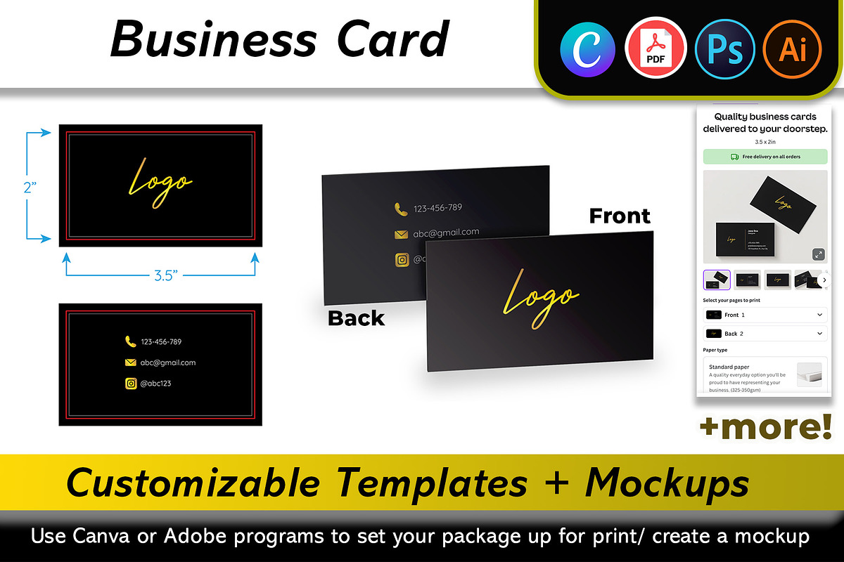 Business Card Mockup + Template, a Business Card Template by Korner (Photo 1 of 13)