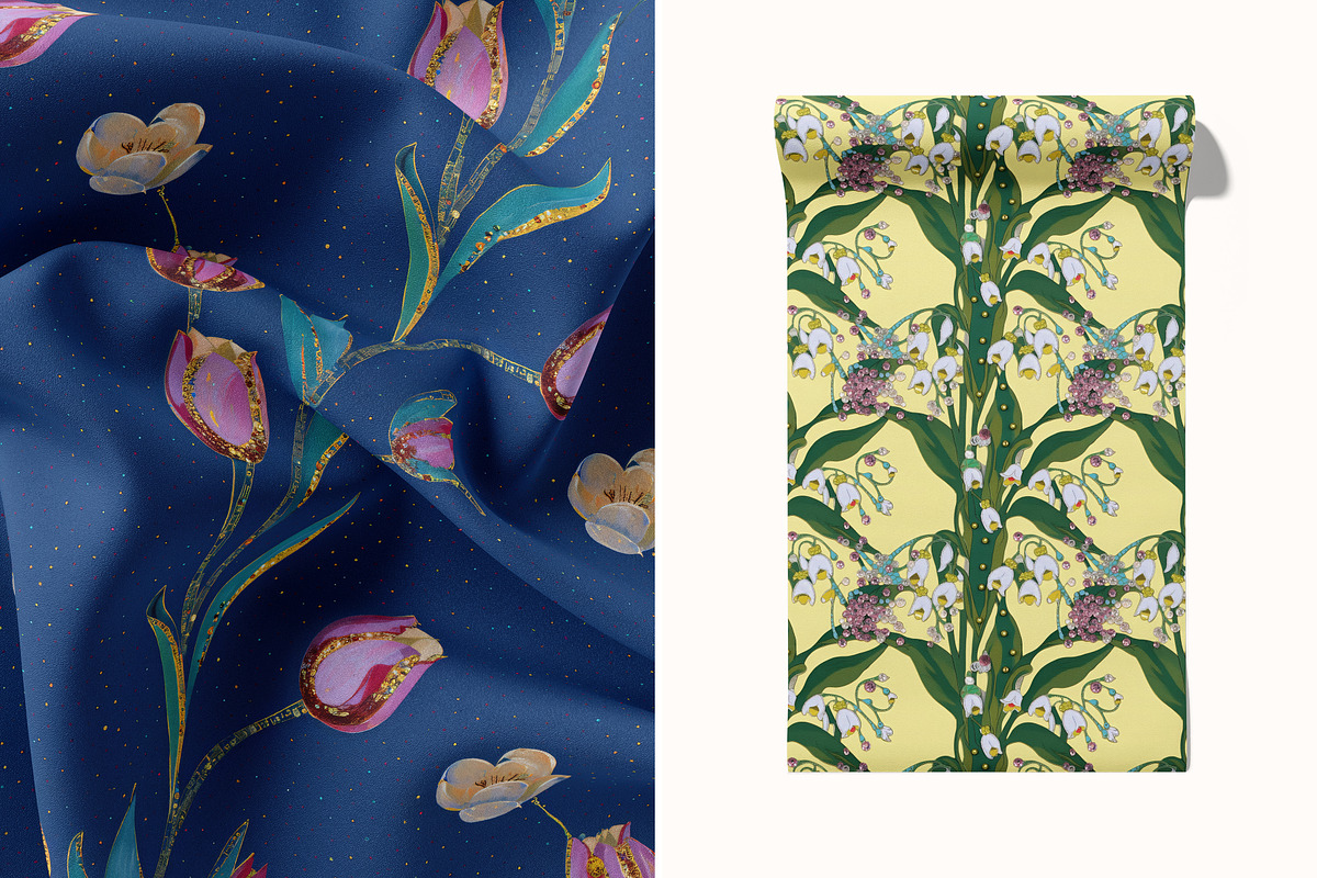 Sparkling Floral Patterns, a Pattern Graphic by Ninterints (Photo 10 of 17)