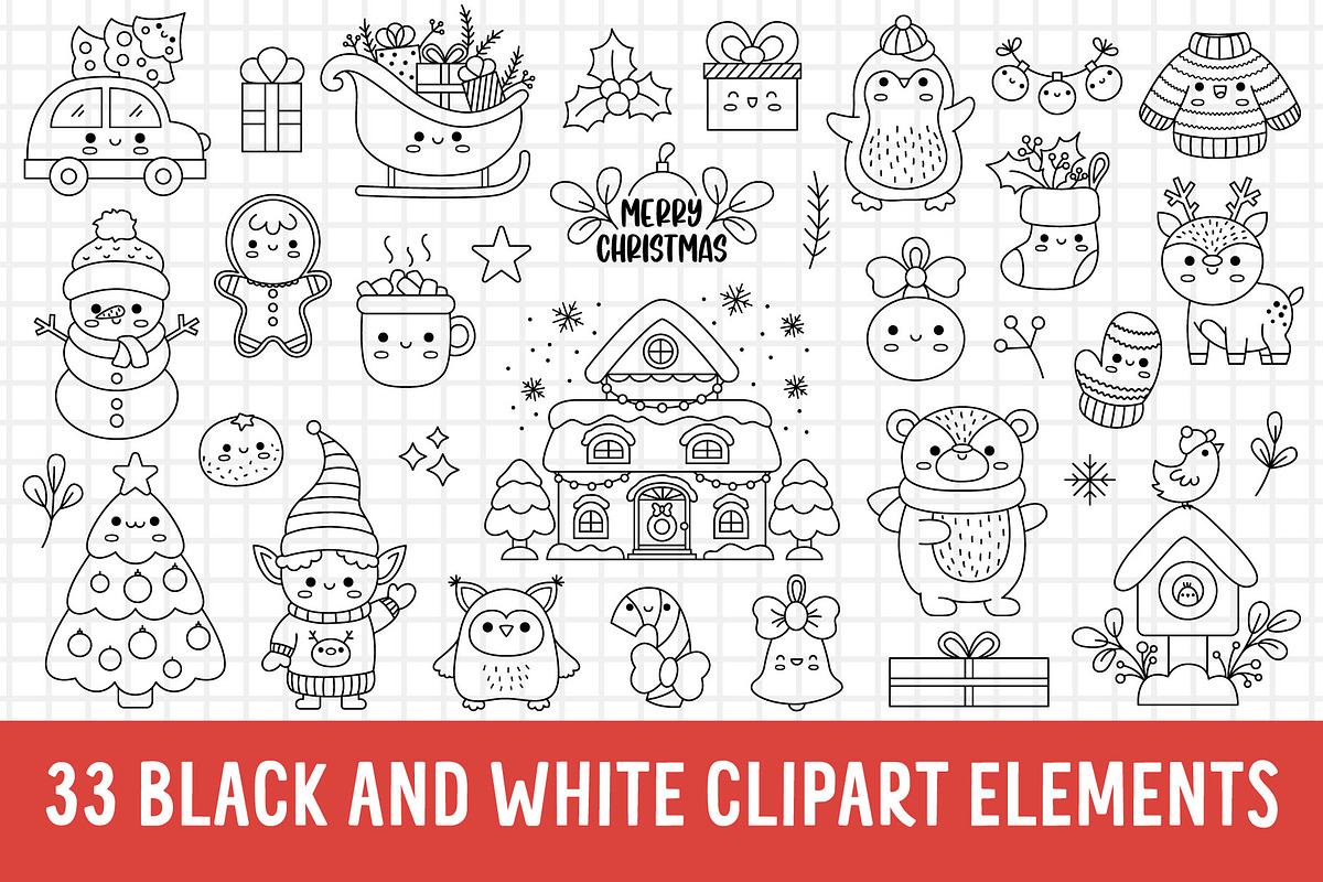Kawaii Christmas clipart, an Illustration by Lexi Claus (Photo 3 of 6)