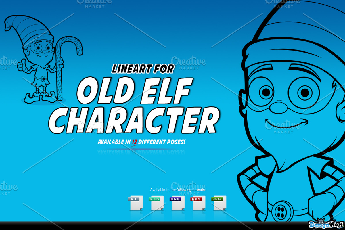 Old Elf Character In Black & White, an Illustration by DesignWolf (Photo 1 of 2)