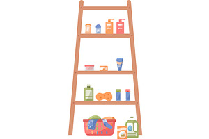 shelves in bathroom with hygiene, an Illustration by vectorpointstudio