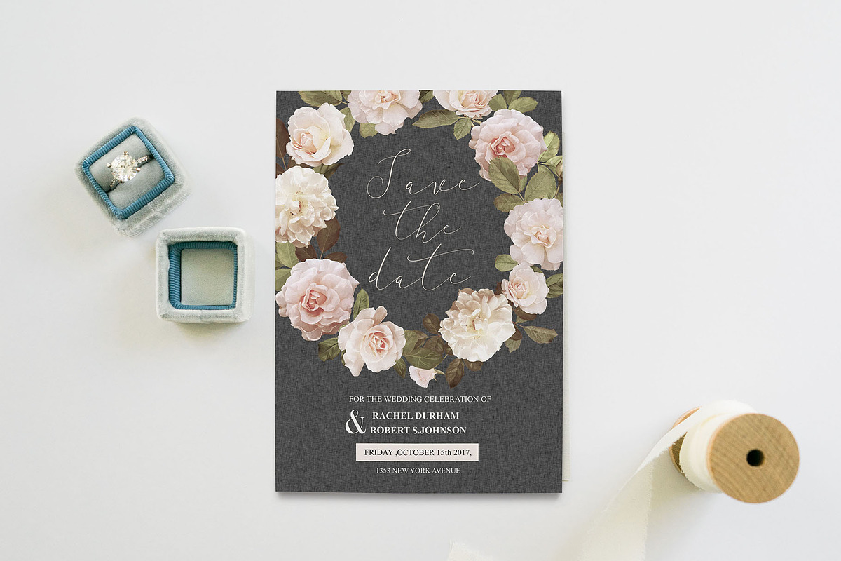 Floral save the date card, an Invitation Template by Chic templates (Photo 1 of 3)