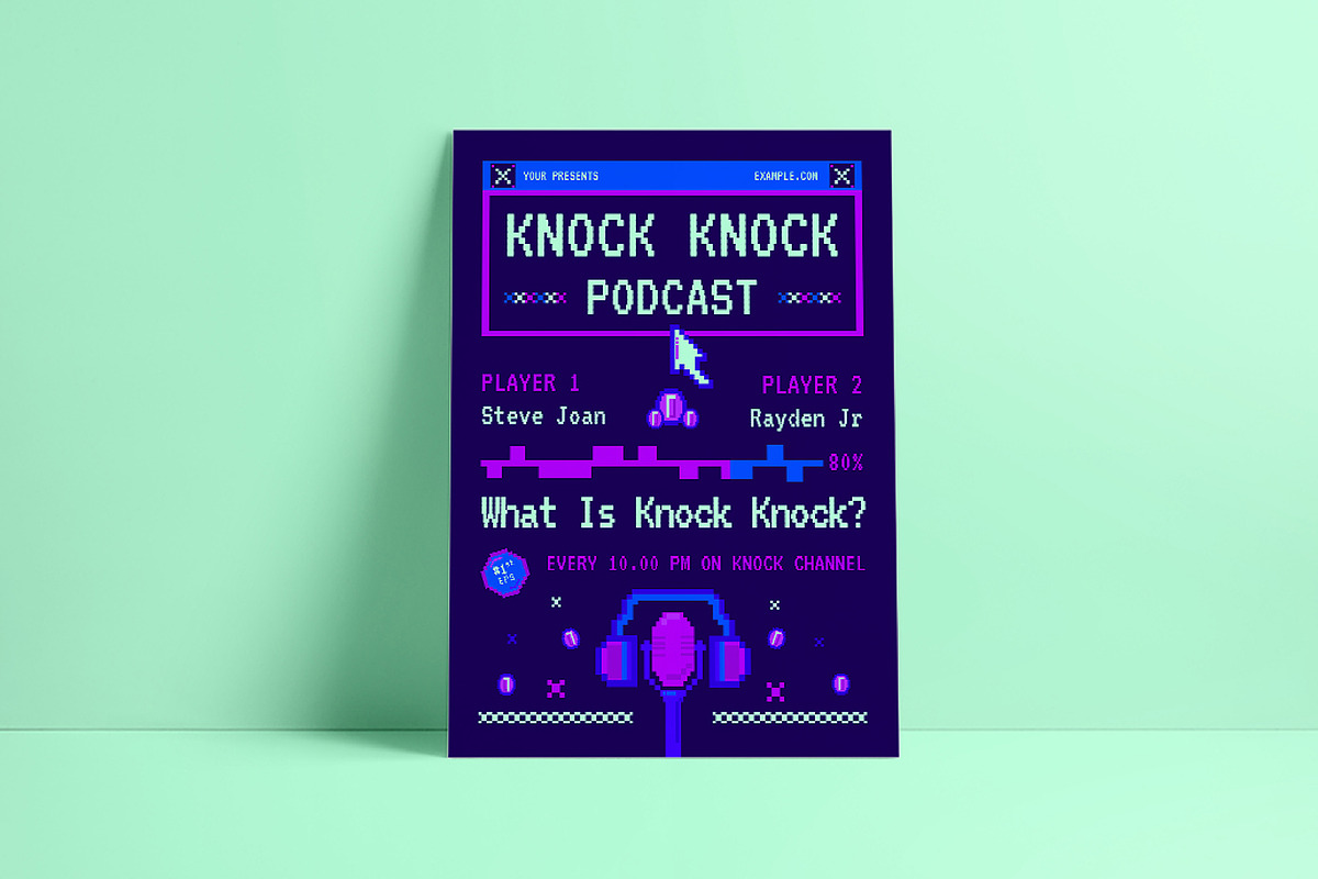 Pixel Blue Podcast Flyer, a Flyer Template by herutage (Photo 3 of 4)