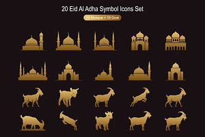 Mosque & Goat Islamic Vector Icons, a Solid Icon by zahidhossainalif