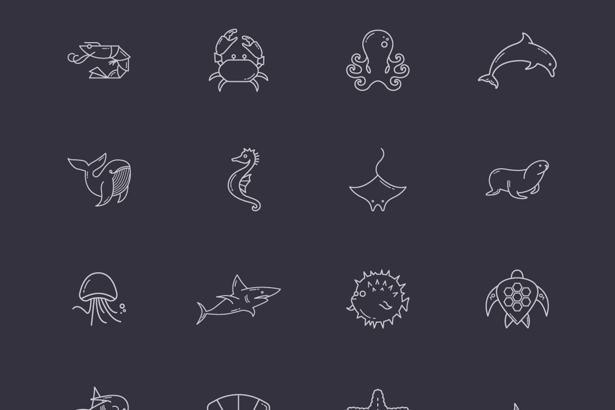 Sea Creatures (vector icons), a Solid Icon by Artzgeo (Photo 4 of 5)