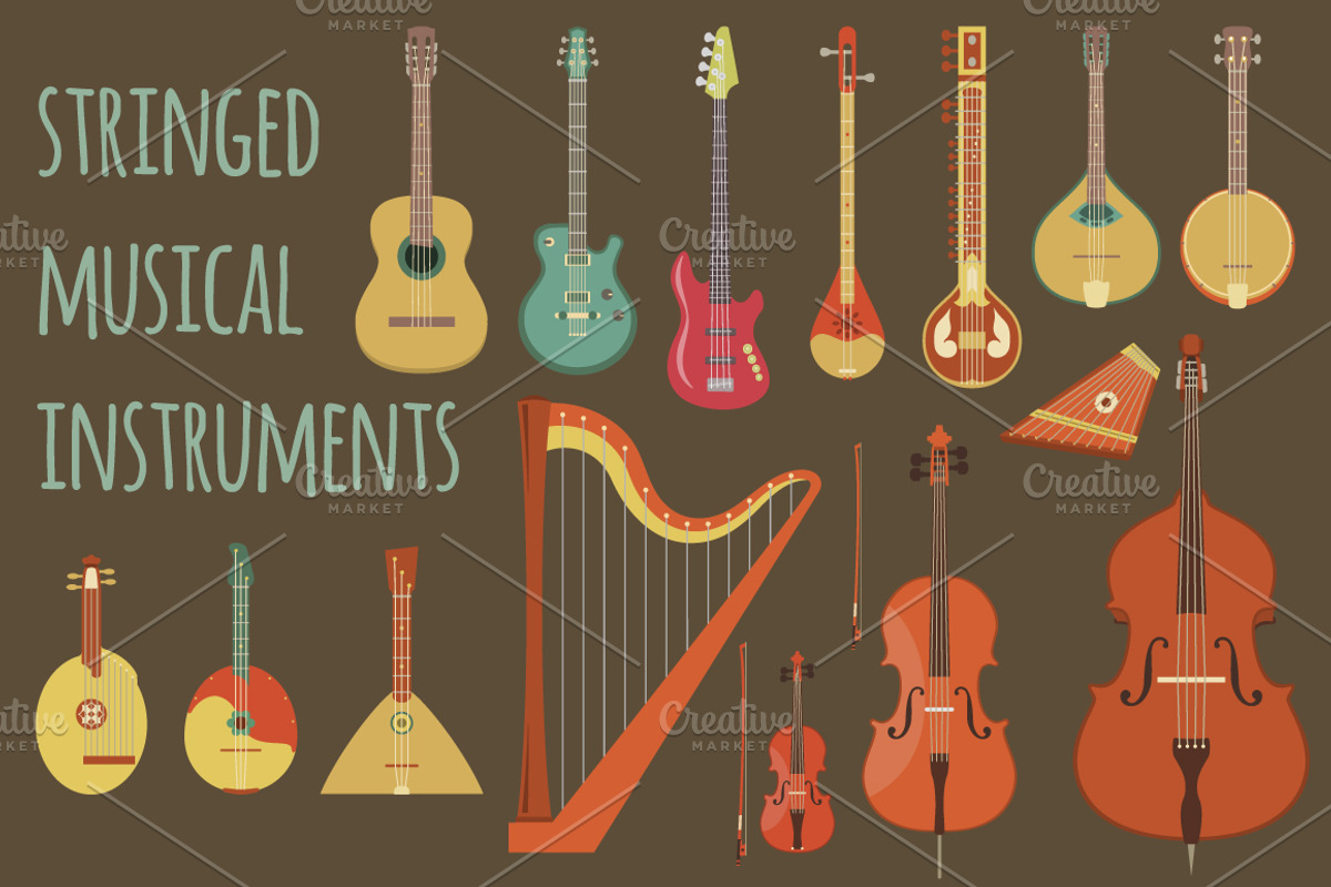 Stringed Musical Instruments, an Object Graphic by Vectorikart (Photo 2 of 2)