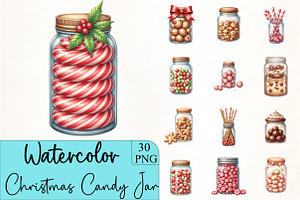 Christmas Candy Jar Clipart, an Illustration by CrexoraLab