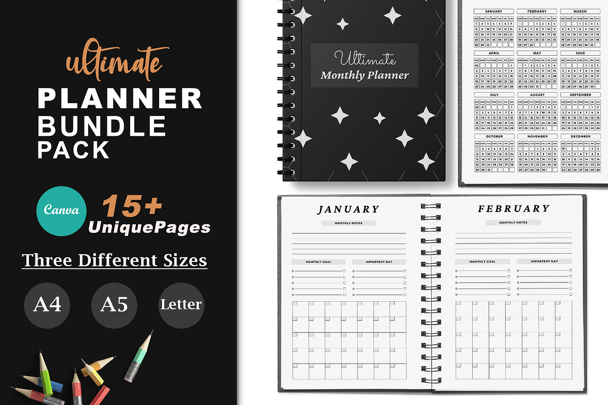 Ultimate Monthly Planner Pack vlo:06, a Stationery Template by DesignByStore (Photo 1 of 4)