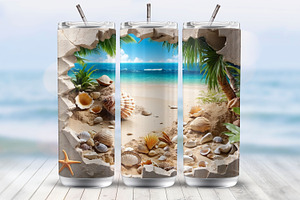 Beach Life Tumbler Wrap Template, a Marketing Template by Guavanaboy