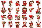 Whimsical Valentine Cute-girl Clipar, an Illustration by designcity5 (Thumbnail 2 of 5)
