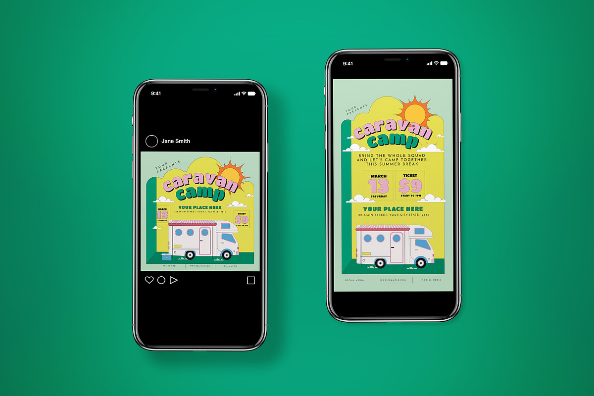 Caravan Camp Flyer Set, a Flyer Template by graphicook