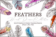 Feathers. Hand Drawn Collection, an Object Graphic by alexrockheart (Thumbnail 1 of 5)