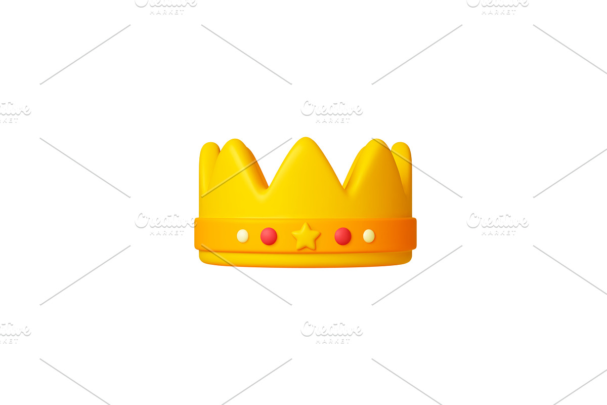Golden crown 3d icon. Realistic, an Illustration by Valerie Bodnar