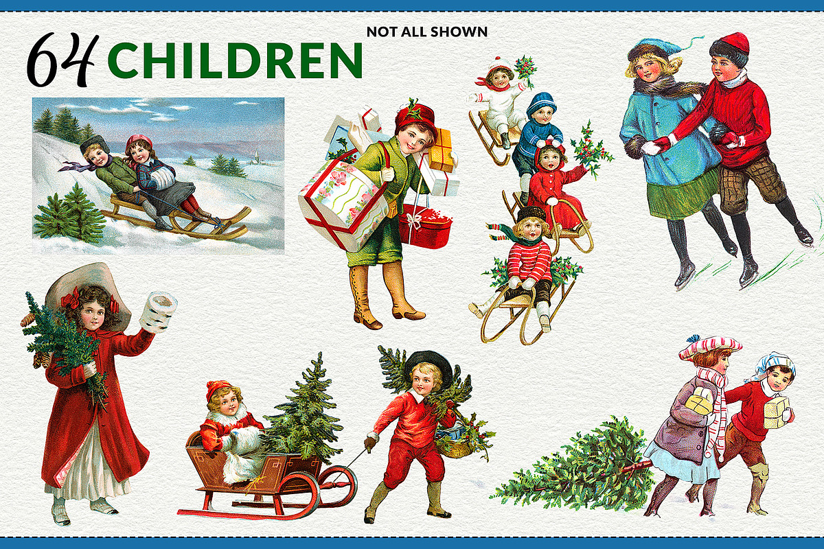 Complete Vintage Christmas Graphics, a Seasonal Illustration by French Kiss Collections (Photo 8 of 28)