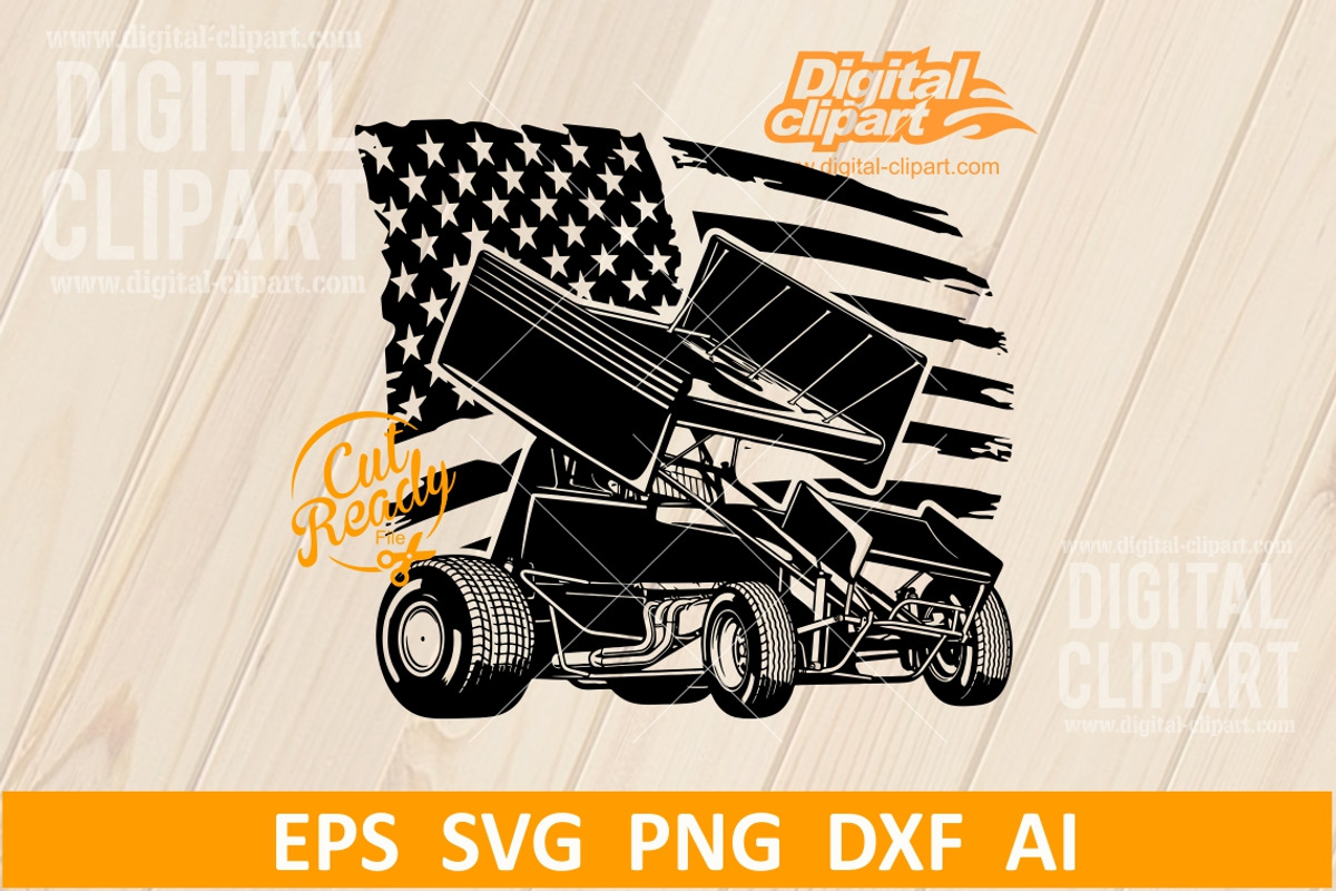 Sprint Car SVG | US Flag SVG, an Object Graphic by Digital-Clipart