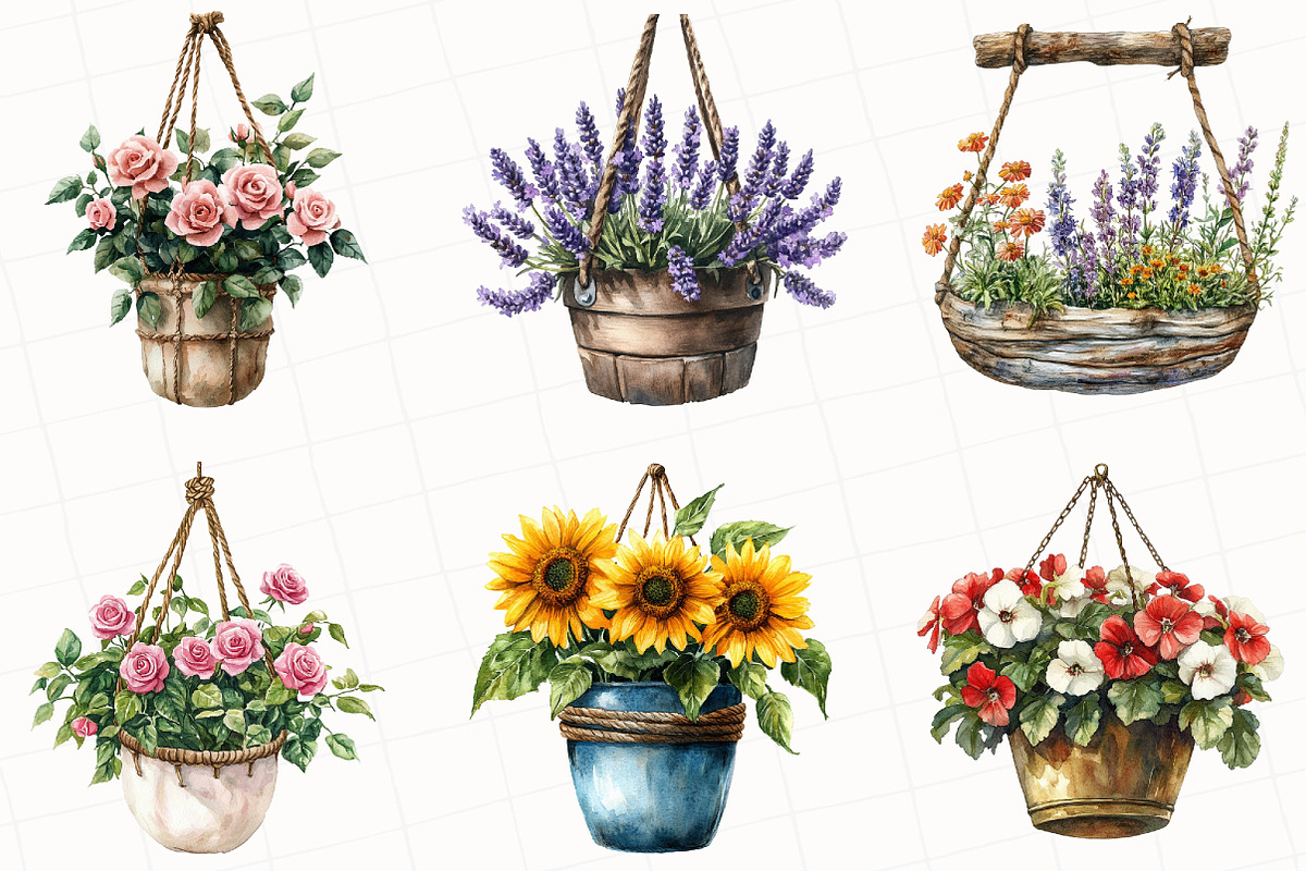 Flower Hanging Plant Vase Clipart, an Illustration by OK Design (Photo 5 of 5)