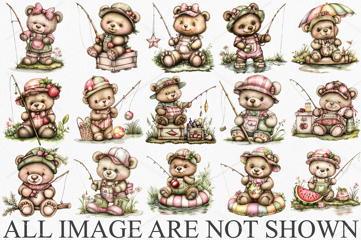 Whimsical Bear Fishing Summer Clipar, a Seasonal Illustration by Canvas Craft (Photo 3 of 7)
