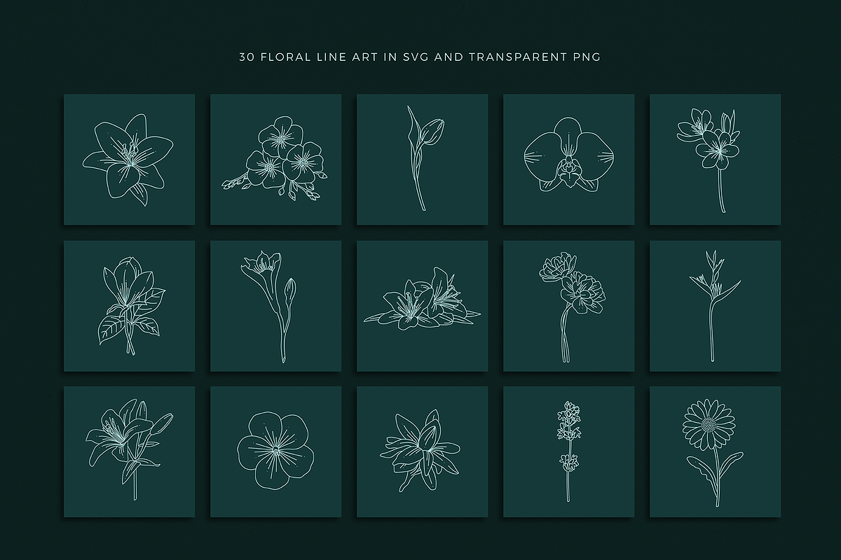 Floral Logo Line Art Set, an Illustration by Rough Edges Supply Co. (Photo 3 of 11)