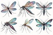 Watercolor Mosquitoes Clipart, an Illustration by OK Design (Thumbnail 3 of 5)
