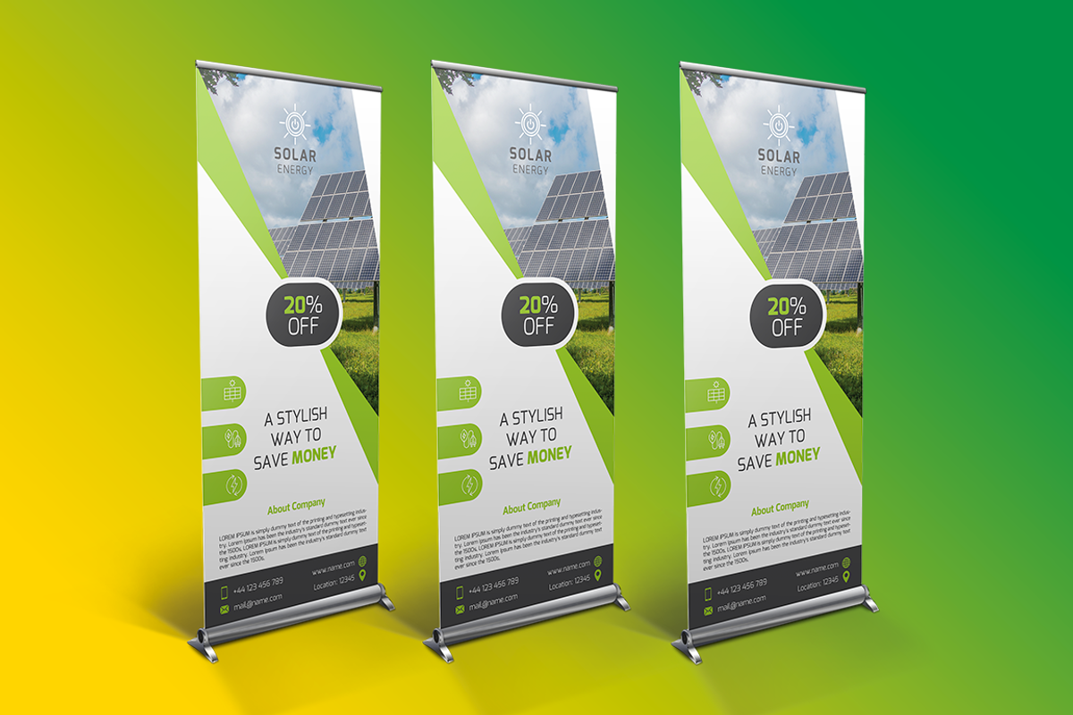 Solar Energy Roll Up Banner, a Flyer Template by UNIK Agency