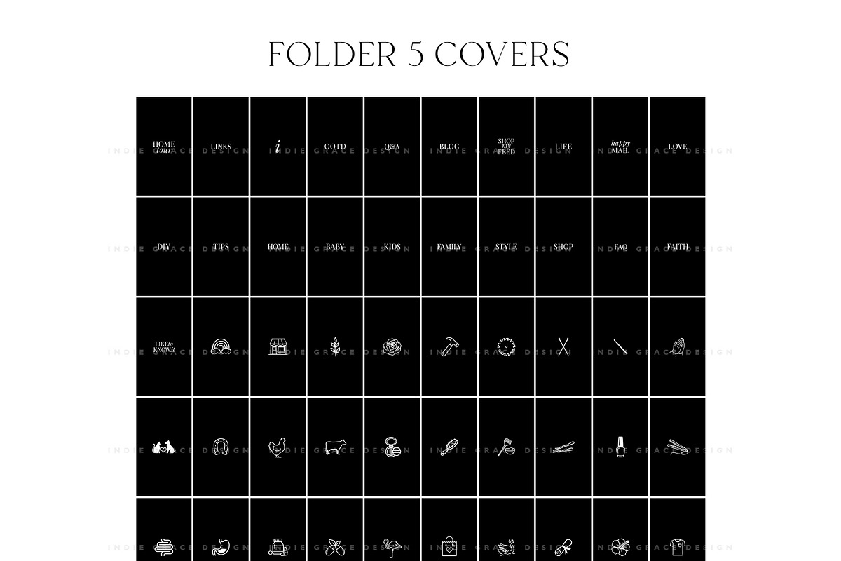 Black Instagram Highlight Covers, a Social Media Template by Indie Grace Design (Photo 6 of 8)