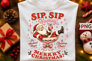 Sip Sip Hooray Santa Christmas PNG, a Seasonal Illustration by Creative Art