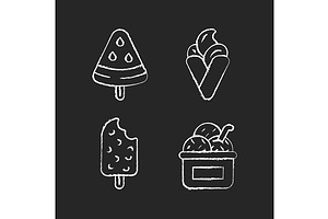 Ice Cream Types Chalk White Icons