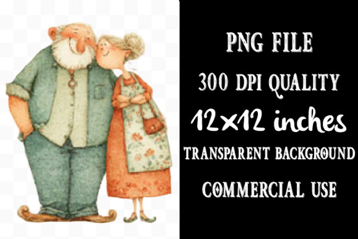 Romantic Elderly Couple Bundle, an Illustration by Designking (Photo 4 of 5)