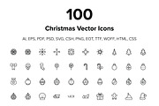 100 Merry Christmas Icons, an Outline Icon by Creative Stall (Thumbnail 1 of 3)