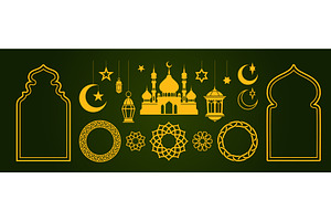 Ramadan ornament set with golden, an Object Illustration by art PVP - market