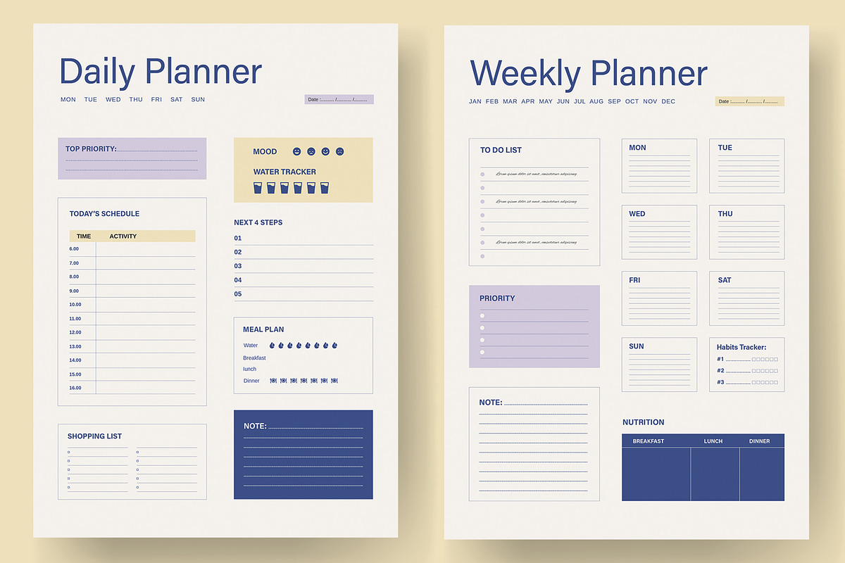 Daily or Weekly Planner Layout, a Stationery Template by ContestDesign (Photo 2 of 2)