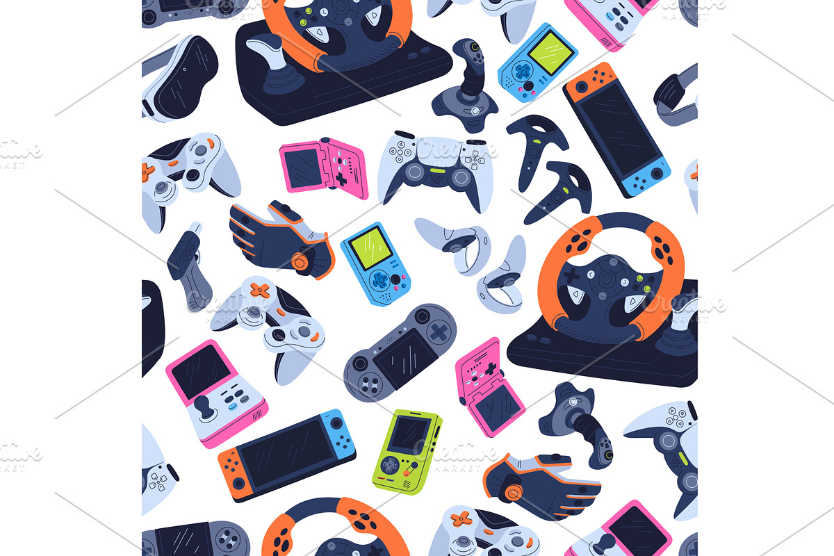 Game consoles and joysticks seamless, a Technology Illustration by Vectorbuum