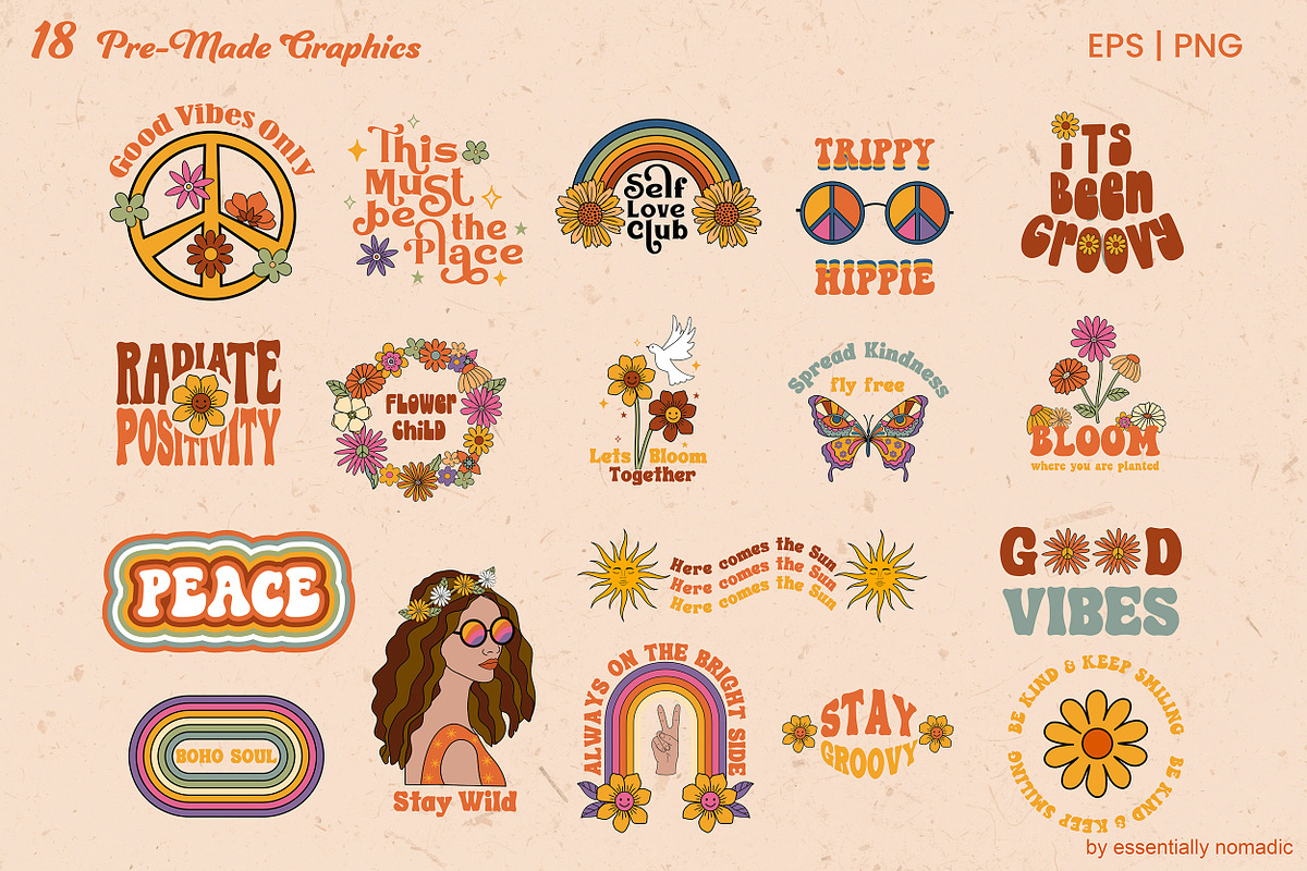 Retro Revival 70s Graphic Collection, a Pattern Graphic by Essentially Nomadic (Photo 6 of 16)