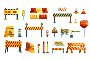 Traffic road barricade. Cartoon, an Illustration by Stock-Smart-Start