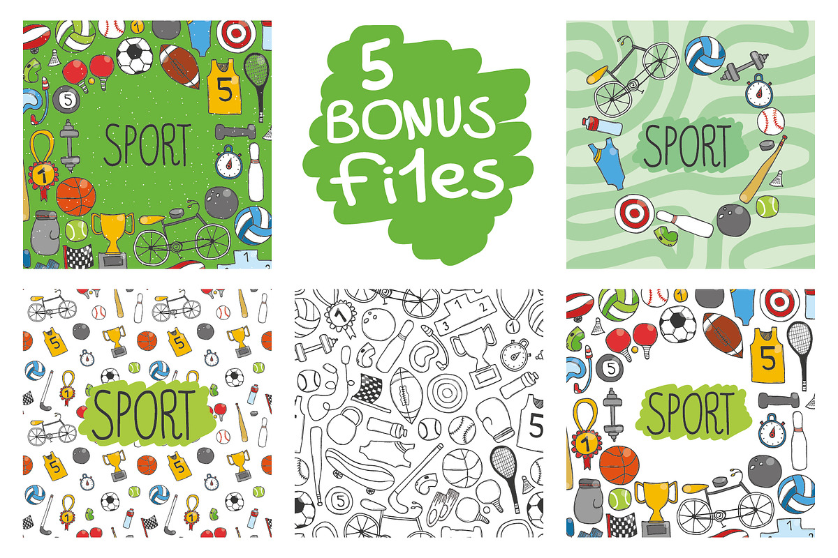 Sports doodle bundle., a Pattern Graphic by altanaka (Photo 4 of 4)