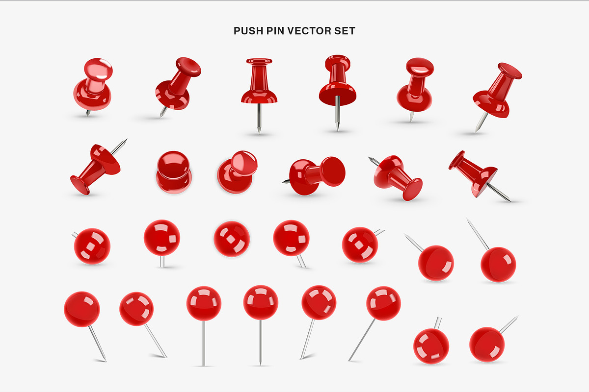Push Pin Vector Clipart Set, an Object Graphic by DesignerCandies