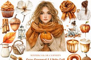 Cozy Caramel & White Fall Clipart, an Illustration by Craft Nest