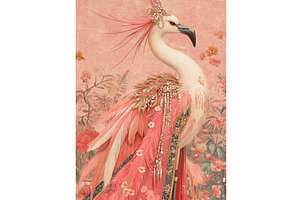 Regal Pink Flamingo In Ornate Robe