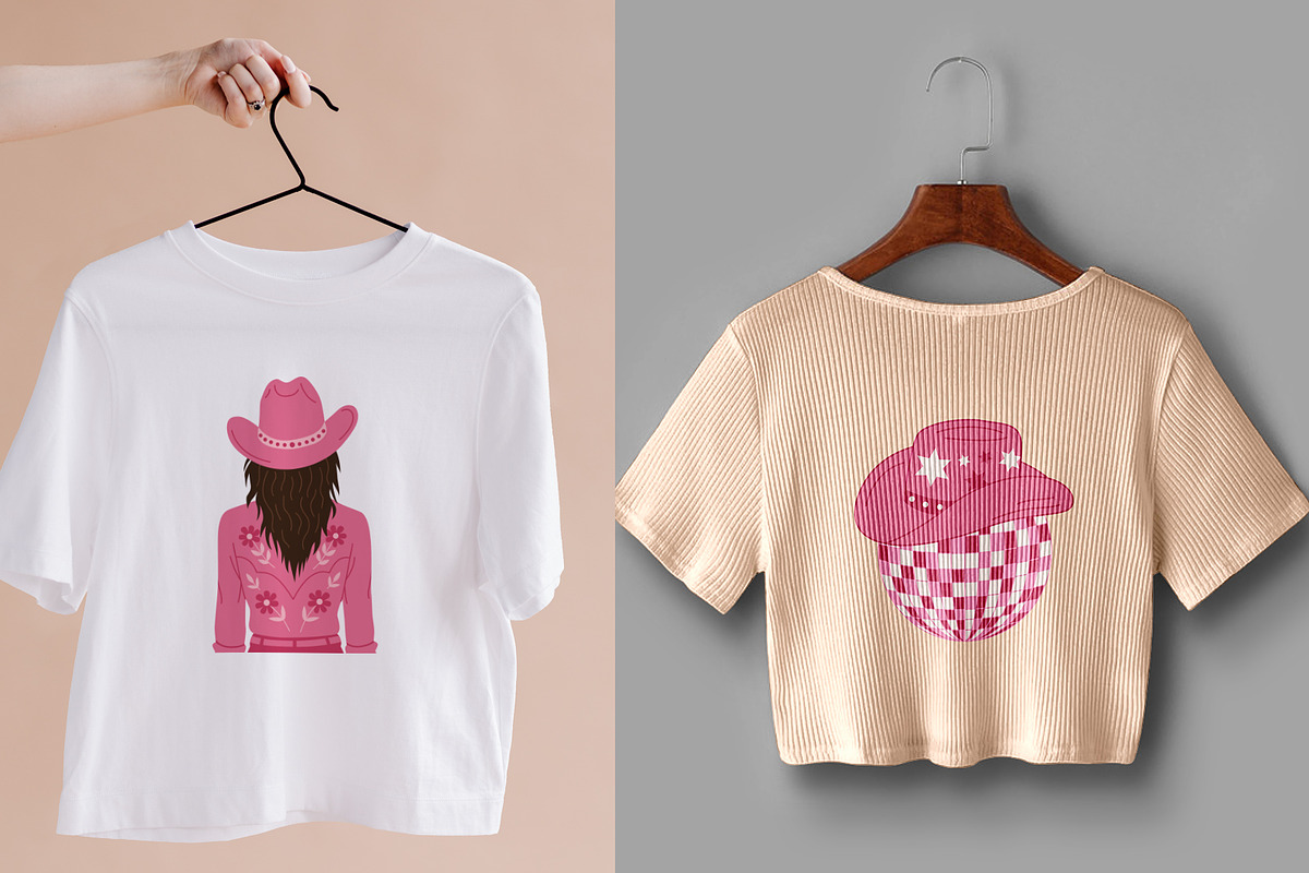 Pink Cowgirl Vector Clipart Pack, an Object Illustration by NataKa (Photo 4 of 5)