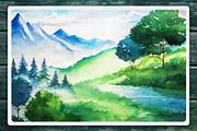 Watercolor Landscape set #3, an Animal Illustration by AlexGreenArt (Thumbnail 5 of 8)